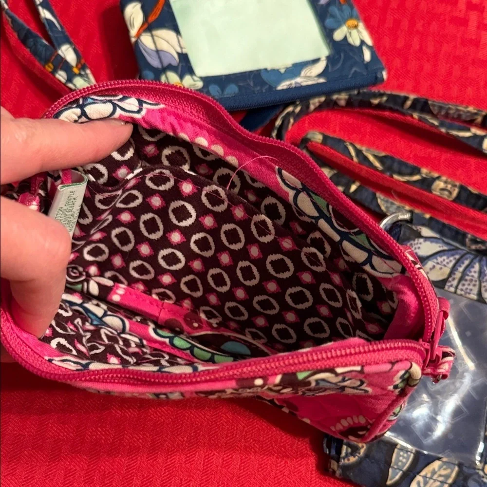 Vera Bradley Pink and Navy Floral Wristlet Trio